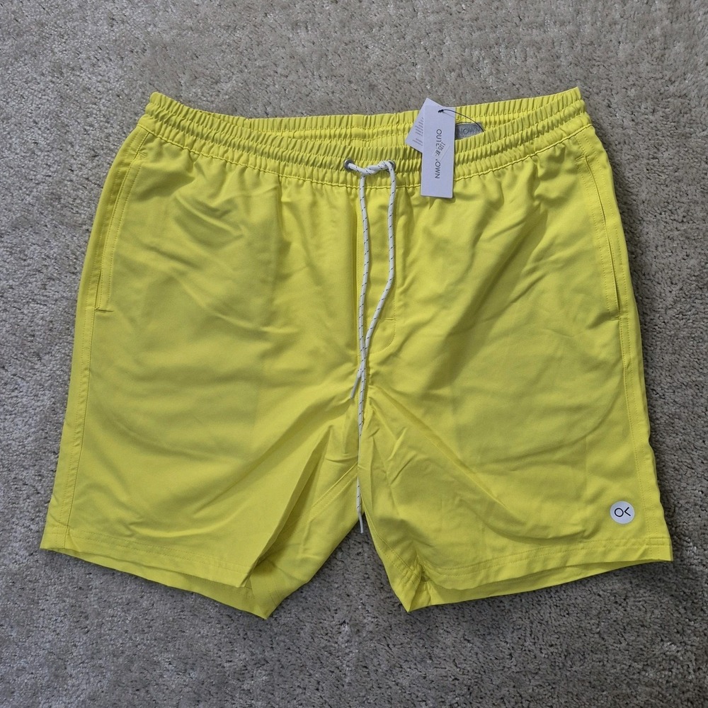Outerknown Nomadic Volley Shorts Mens Large Yellow Athletic Swim Outdoor Surf
